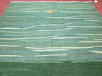 Green Turkish Kilim Rug, 6x9 - 7x10 Rugs, Bird, Handmade New Area Rug, Wool, Bohemian Boho Decor, Hand Woven, Modern Abstract Flat Weave Rug - Che Cose Belle