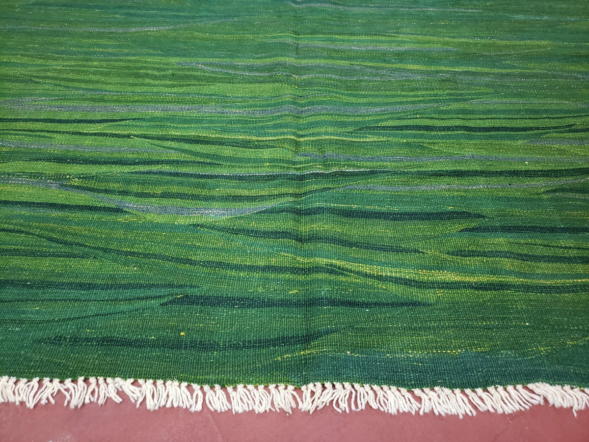 Green Turkish Kilim Rug, 6x9 - 7x10 Rugs, Bird, Handmade New Area Rug, Wool, Bohemian Boho Decor, Hand Woven, Modern Abstract Flat Weave Rug - Che Cose Belle