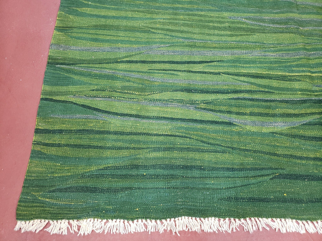 Green Turkish Kilim Rug, 6x9 - 7x10 Rugs, Bird, Handmade New Area Rug, Wool, Bohemian Boho Decor, Hand Woven, Modern Abstract Flat Weave Rug - Che Cose Belle