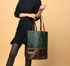 Green Women's Leather Tote - Che Cose Belle