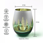 Green Pine Tree Stemless Wine Glasses