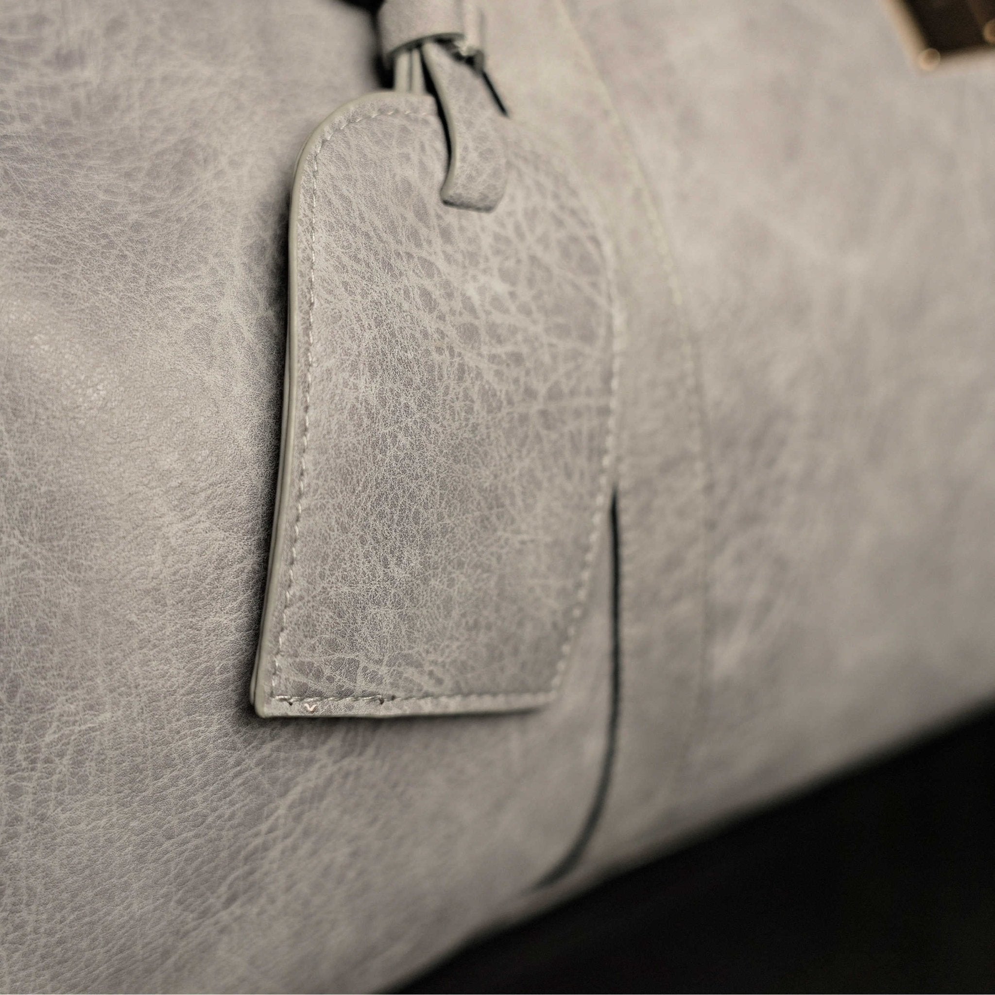 Grey Tumbled Leather Weekender Duffle Bag - Che Cose Belle