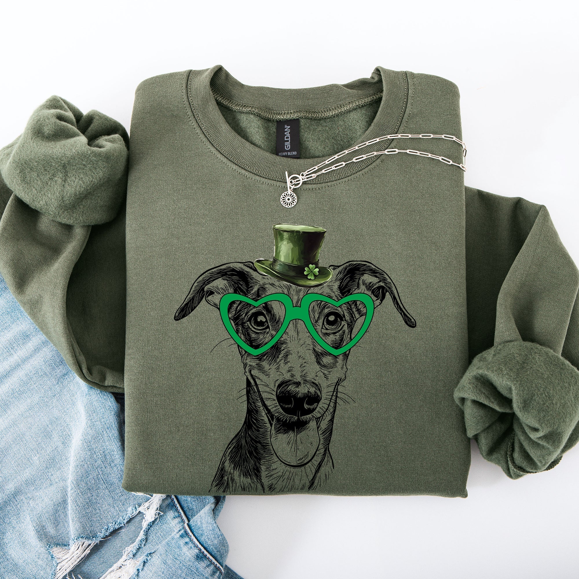 Greyhound, Adorable Dog, St Patrick's Day, Lucky, Irish Sweatshirt - Che Cose Belle