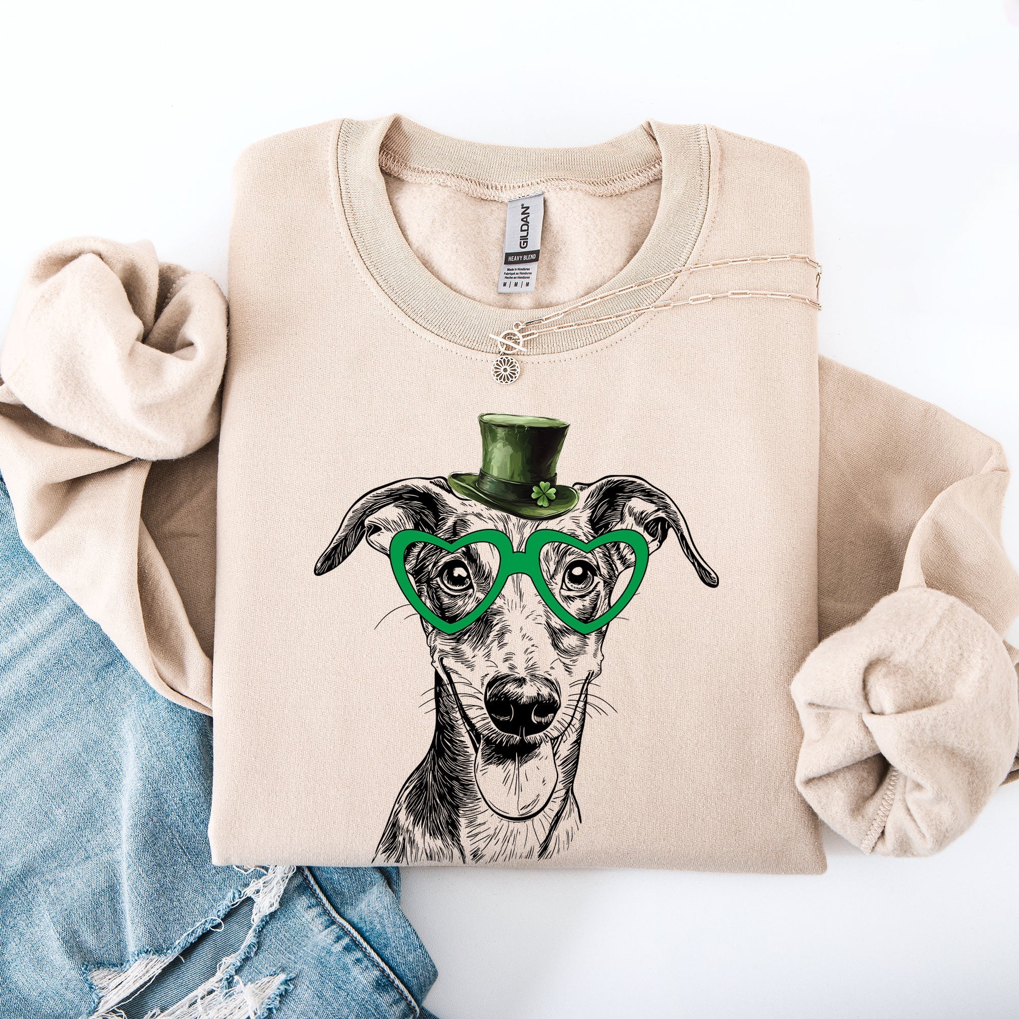 Greyhound, Adorable Dog, St Patrick's Day, Lucky, Irish Sweatshirt - Che Cose Belle