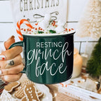 Grinch Face Mug 14.5oz Ceramic Campfire Mug Red Green Funny Holiday Coffee Cup