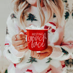Grinch Face Mug 14.5oz Ceramic Campfire Mug Red Green Funny Holiday Coffee Cup