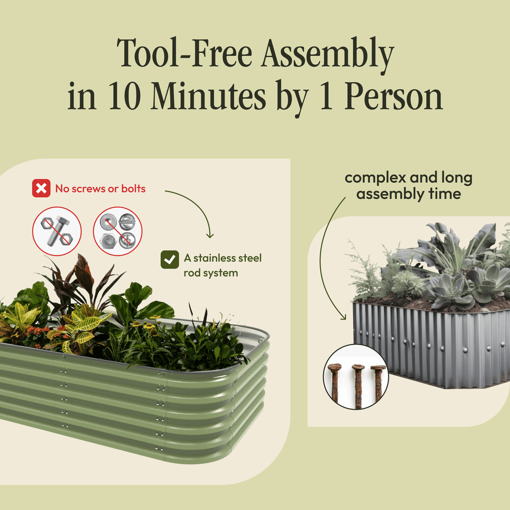 Gro-Rite "No Tools Needed" Premium Metal Raised Garden Bed Kit - Che Cose Belle