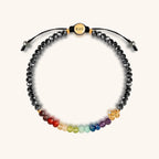 Grounded in Balance - Gold OM Hematite Chakra Bracelet - Che Cose Belle
