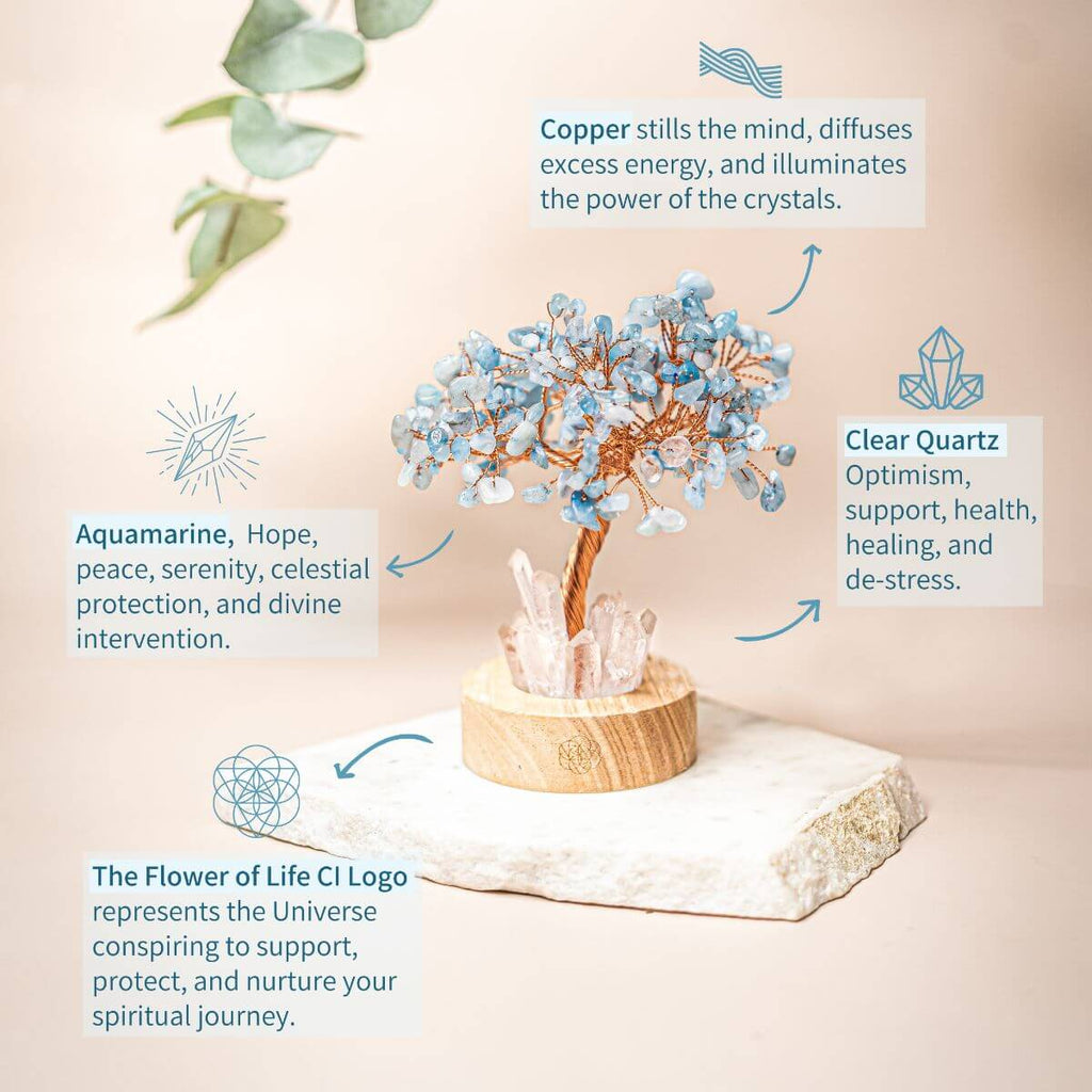 Guardian Angel Lamp of Protection - Aquamarine Tree - Che Cose Belle
