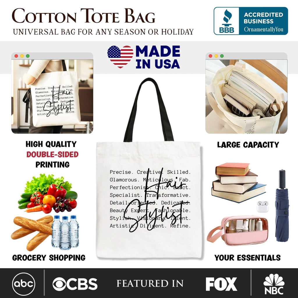 Hair Stylist Definition Canvas Tote Bag, Beauty Salon Appreciation Words Gift Shopper - Che Cose Belle