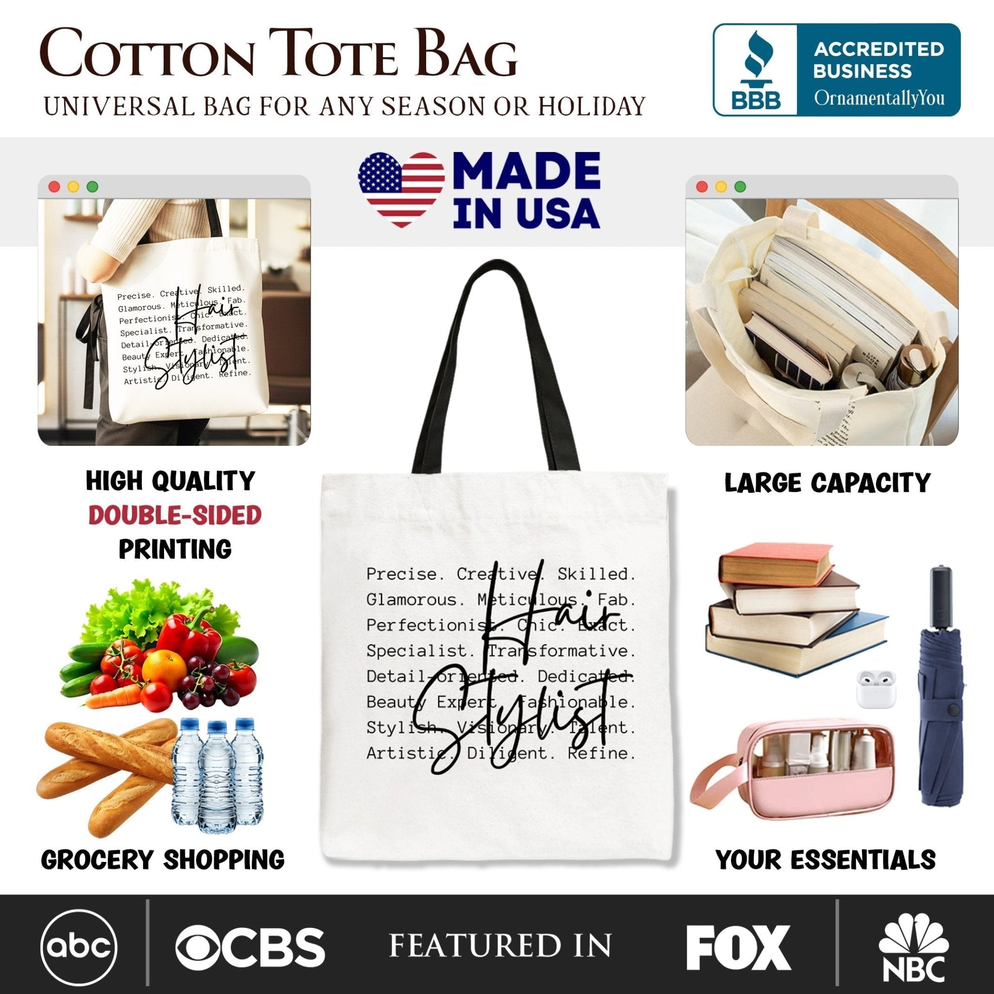 Hair Stylist Definition Canvas Tote Bag, Beauty Salon Appreciation Words Gift Shopper - Che Cose Belle