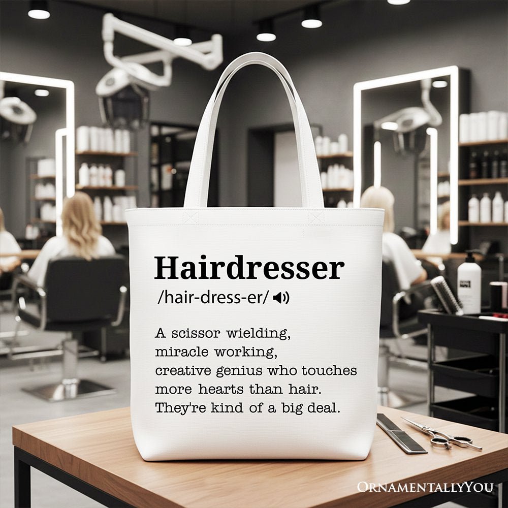 Hairdresser Definition Canvas Tote Bag, Funny Gift Shopper for Creative and Talented Stylists - Che Cose Belle