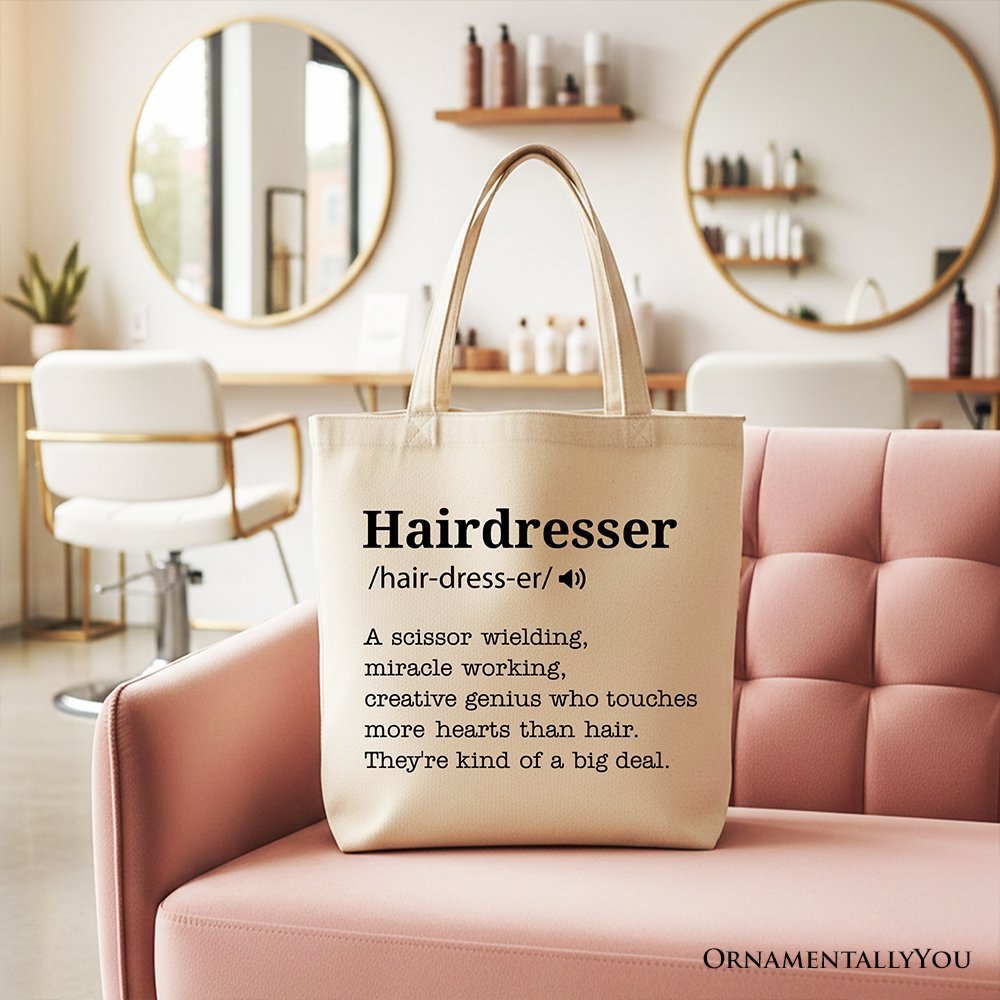 Hairdresser Definition Canvas Tote Bag, Funny Gift Shopper for Creative and Talented Stylists - Che Cose Belle