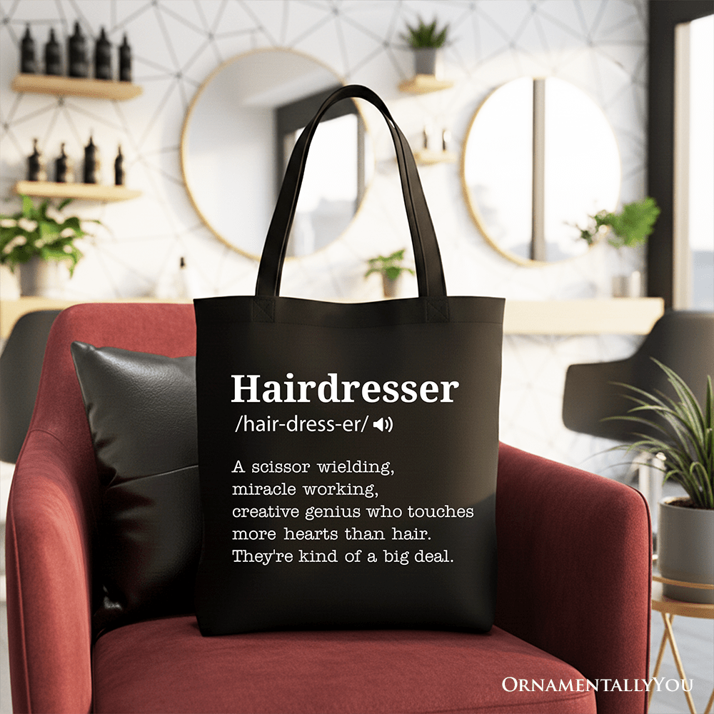 Hairdresser Definition Canvas Tote Bag, Funny Gift Shopper for Creative and Talented Stylists - Che Cose Belle