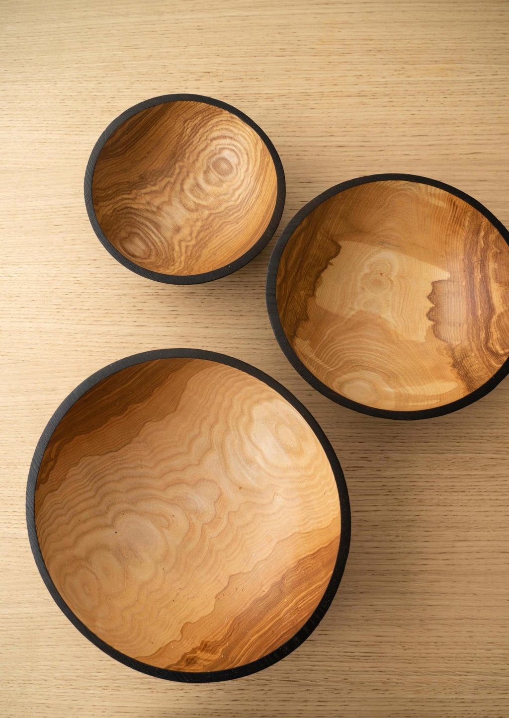 Half Charred Ashwood Nesting Bowl Set - Che Cose Belle