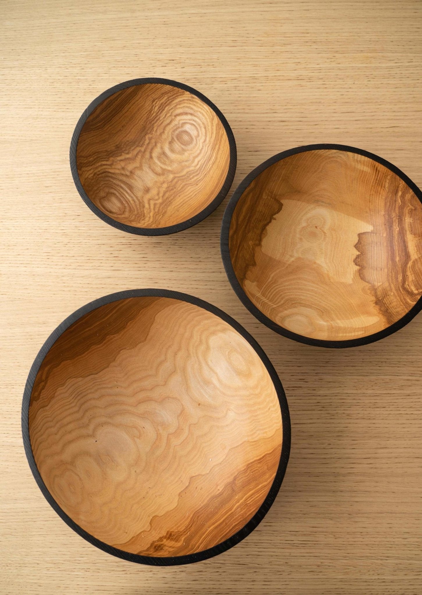Half Charred Ashwood Nesting Bowl Set - Che Cose Belle