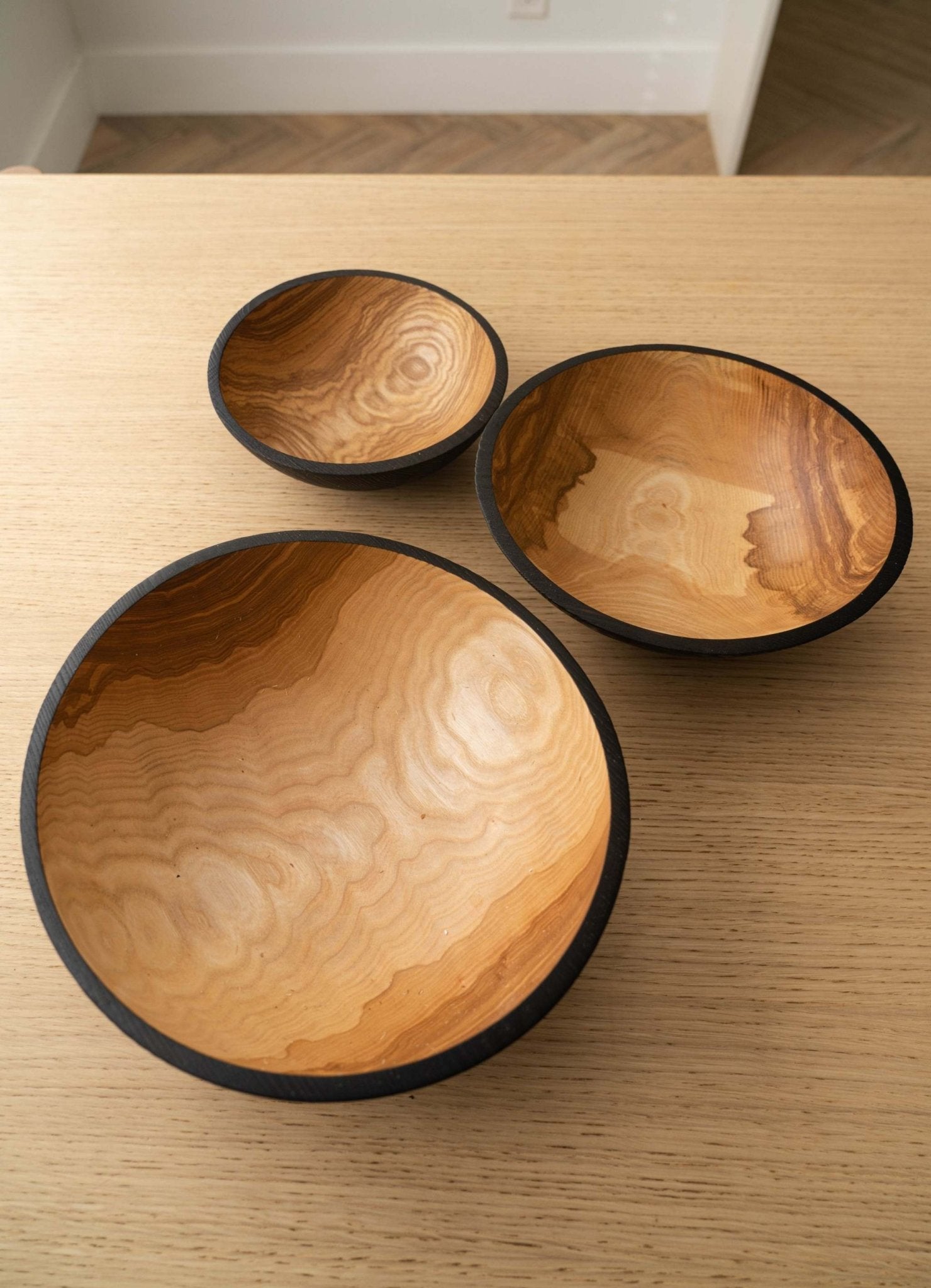 Half Charred Ashwood Nesting Bowl Set - Che Cose Belle