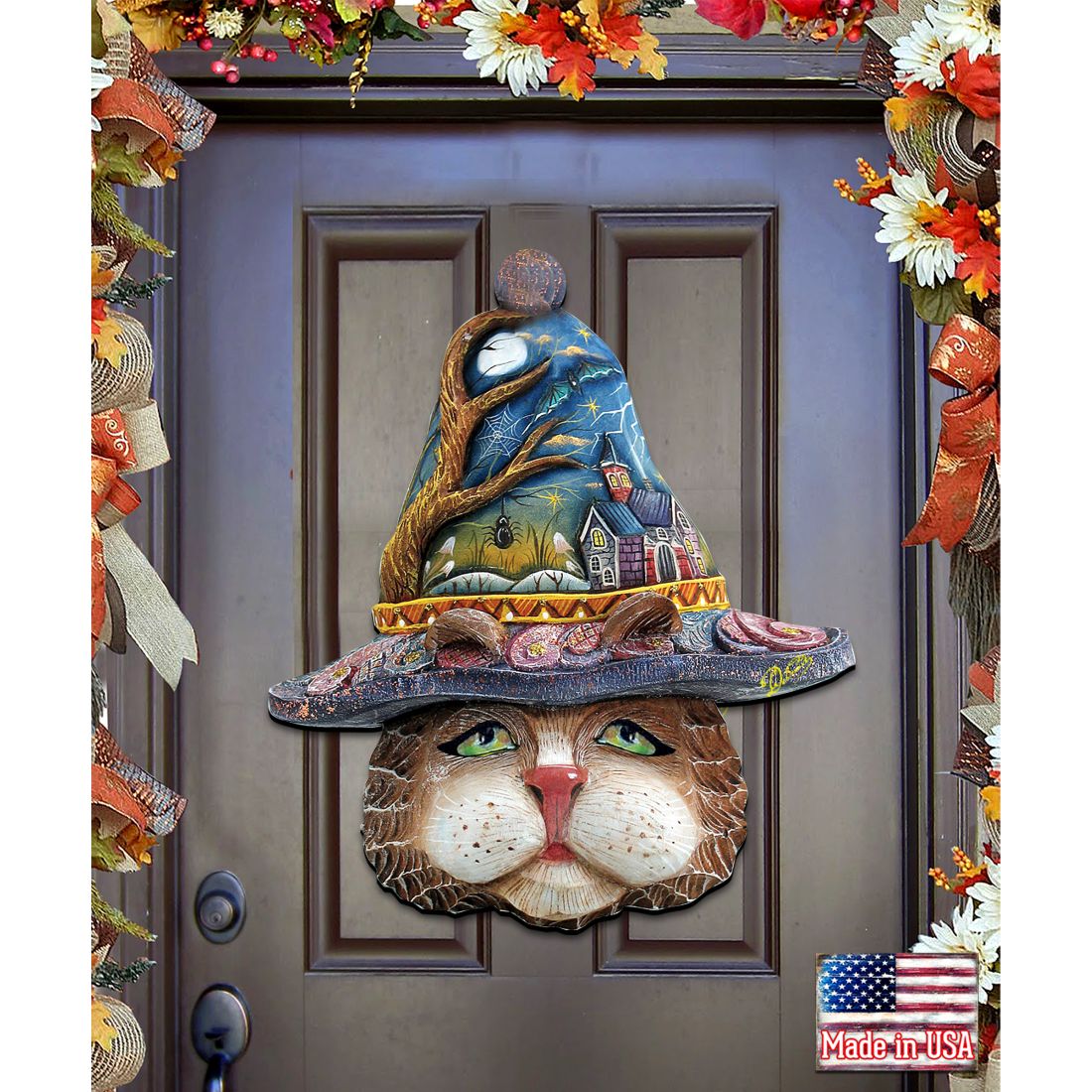 Halloween Eve Cat Halloween Door Decor by G. DeBrekht - Thanksgiving Halloween Decor - 8161039H - Che Cose Belle