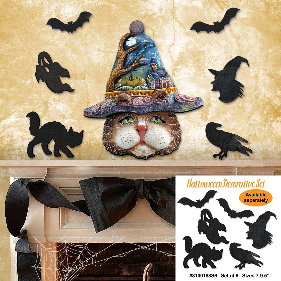 Halloween Eve Cat Halloween Door Decor by G. DeBrekht - Thanksgiving Halloween Decor - 8161039H - Che Cose Belle