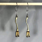 Witch Broom Wooden Dangle Earrings | Halloween Spooky Jewelry