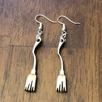 Witch Broom Wooden Dangle Earrings | Halloween Spooky Jewelry