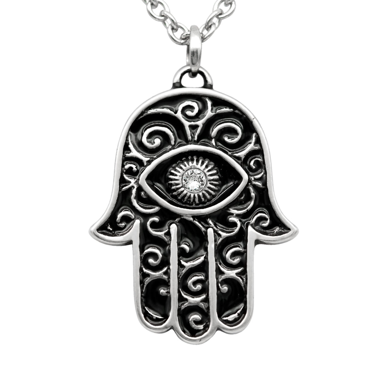 Hamsa Necklace Crystal Eye Pendant Protective Amulet - Che Cose Belle