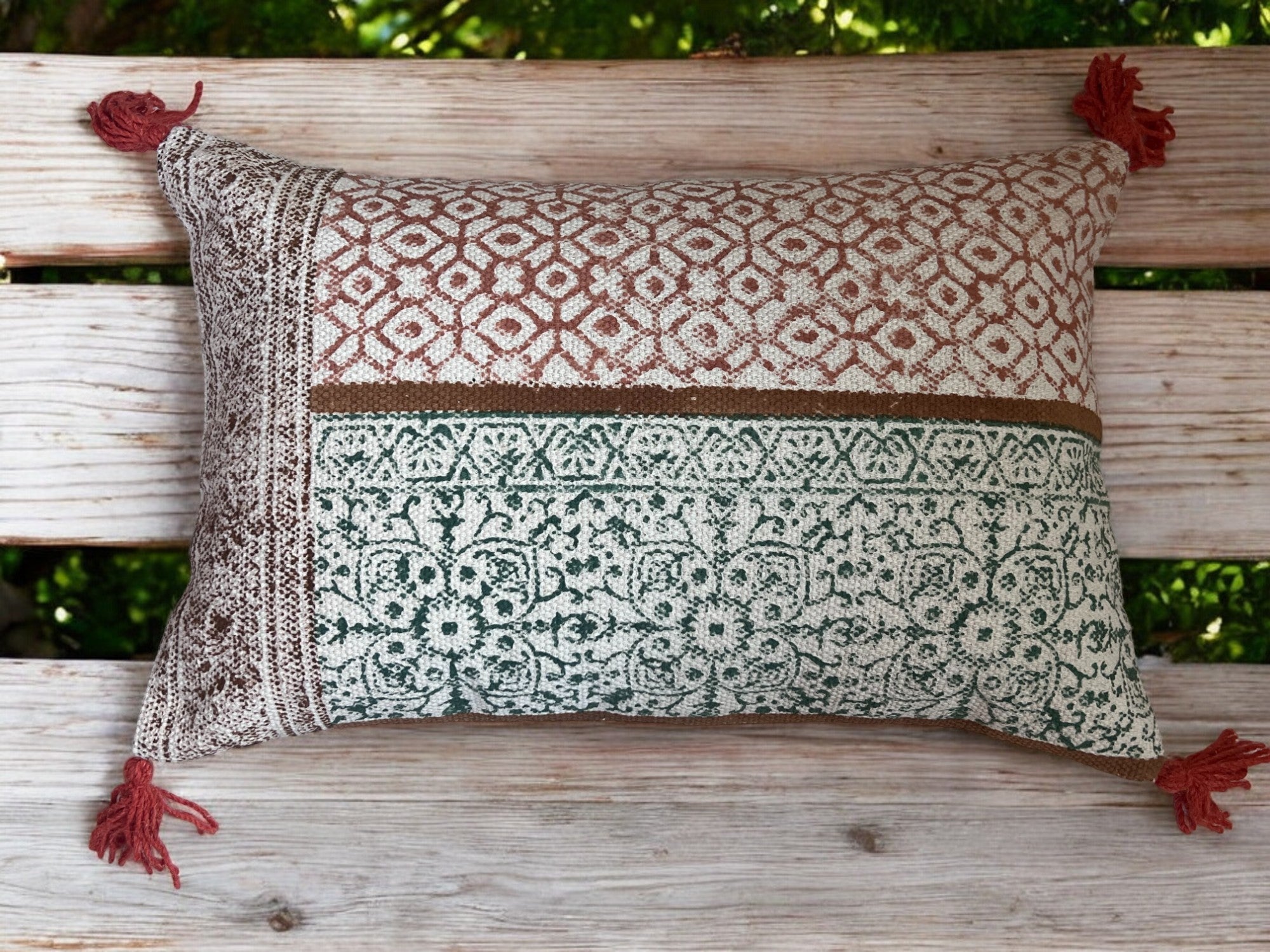 Hand Block Print Rectangular Throw Pillow - Che Cose Belle
