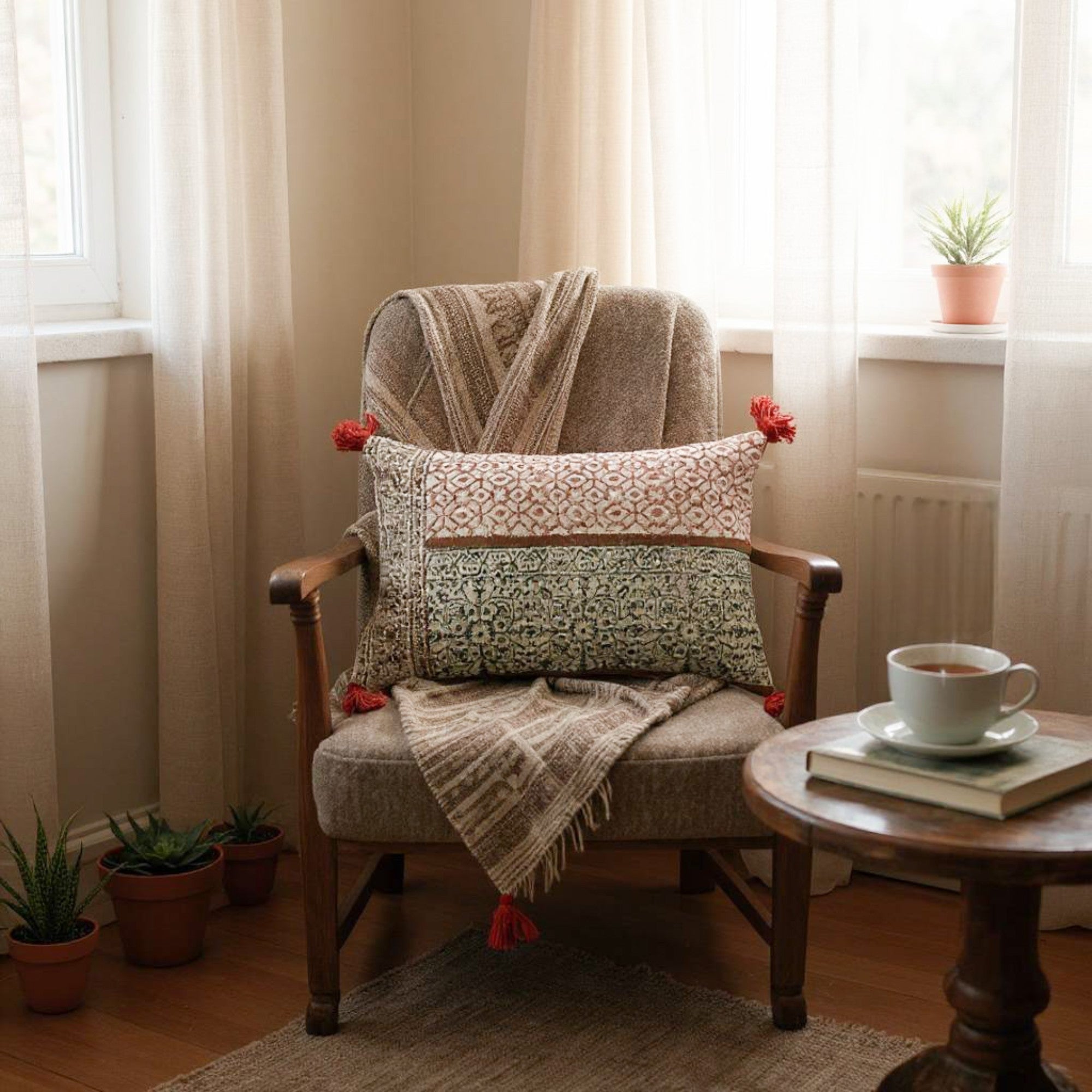 Hand Block Print Rectangular Throw Pillow - Che Cose Belle