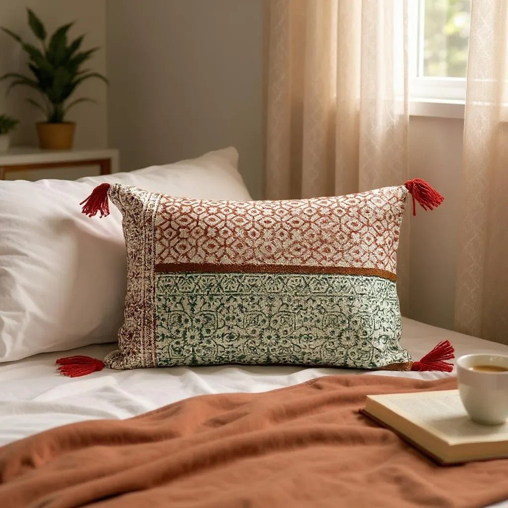 Hand Block Print Rectangular Throw Pillow - Che Cose Belle