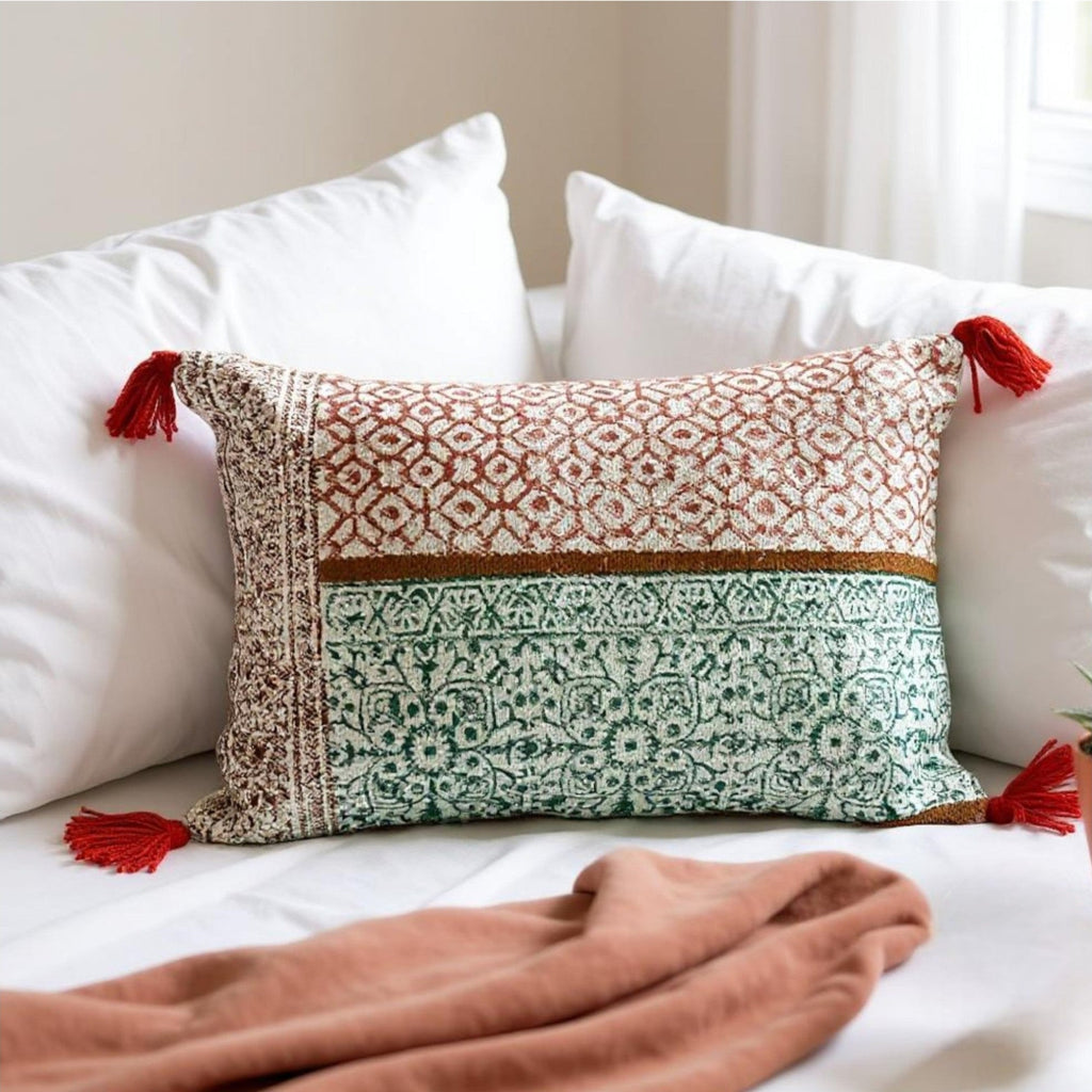Hand Block Print Rectangular Throw Pillow - Che Cose Belle
