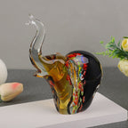 Hand-Blown Art Glass Elephant Sculpture (Amber Millefiori) - Che Cose Belle