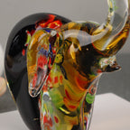 Hand-Blown Art Glass Elephant Sculpture (Amber Millefiori) - Che Cose Belle