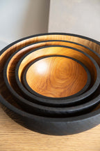 Hand Carved Extra Large Wooden Bowl. Half Charred - Che Cose Belle