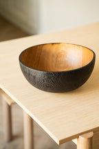 Hand Carved Large Half Charred Wooden Bowl - Che Cose Belle