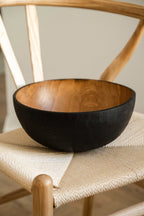 Hand Carved Large Half Charred Wooden Bowl - Che Cose Belle