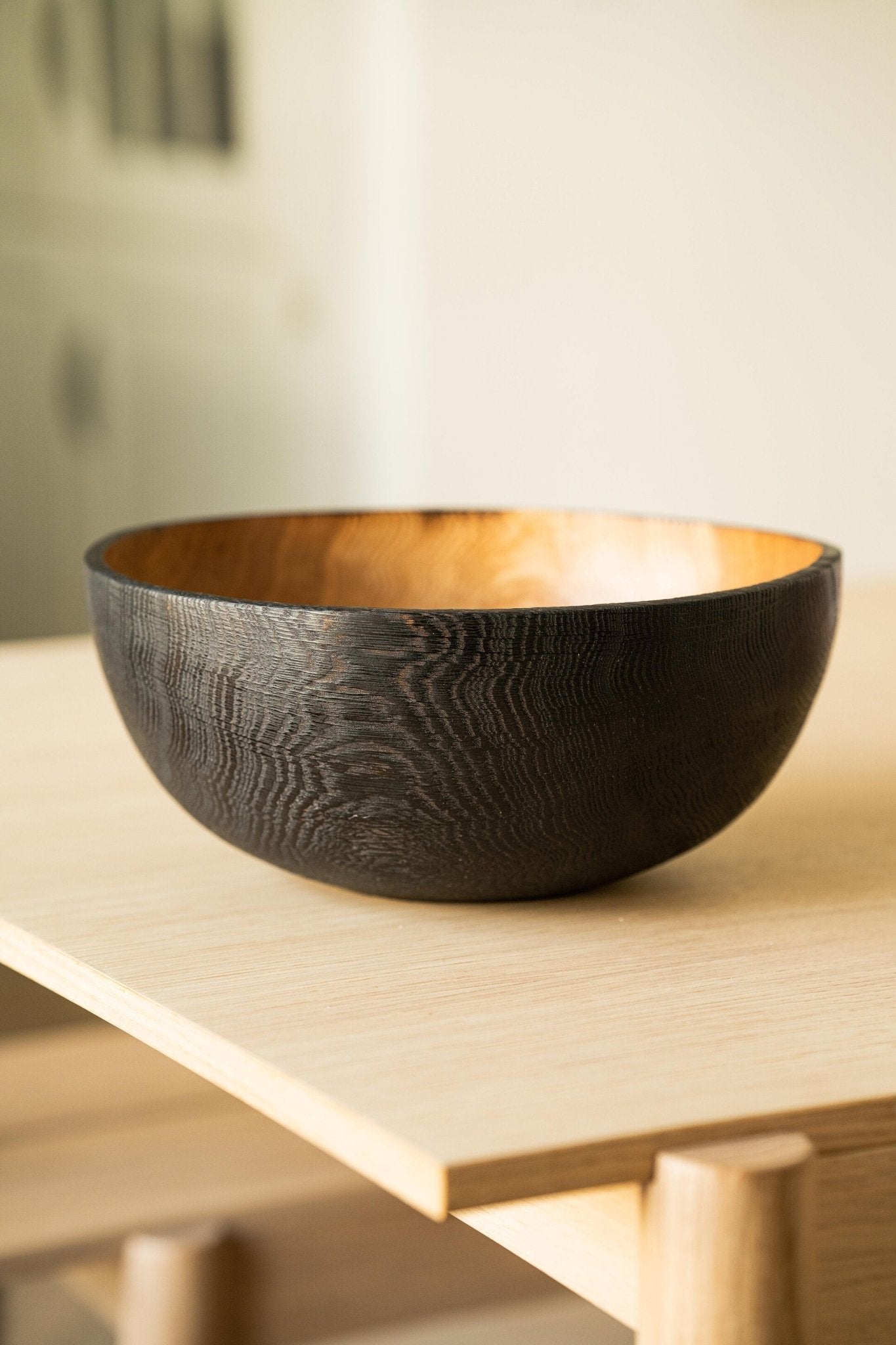 Hand Carved Large Half Charred Wooden Bowl - Che Cose Belle