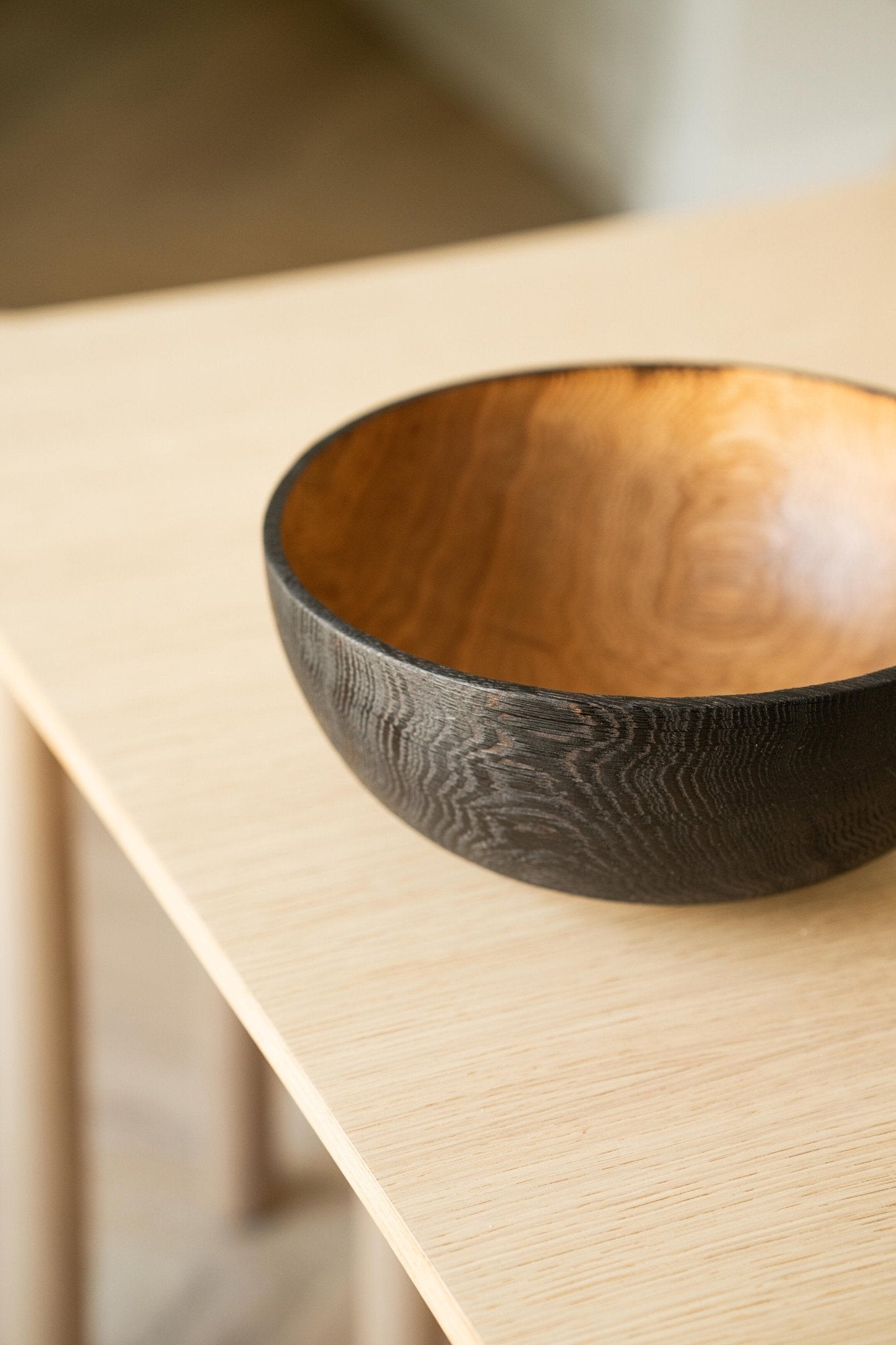 Hand Carved Large Half Charred Wooden Bowl - Che Cose Belle