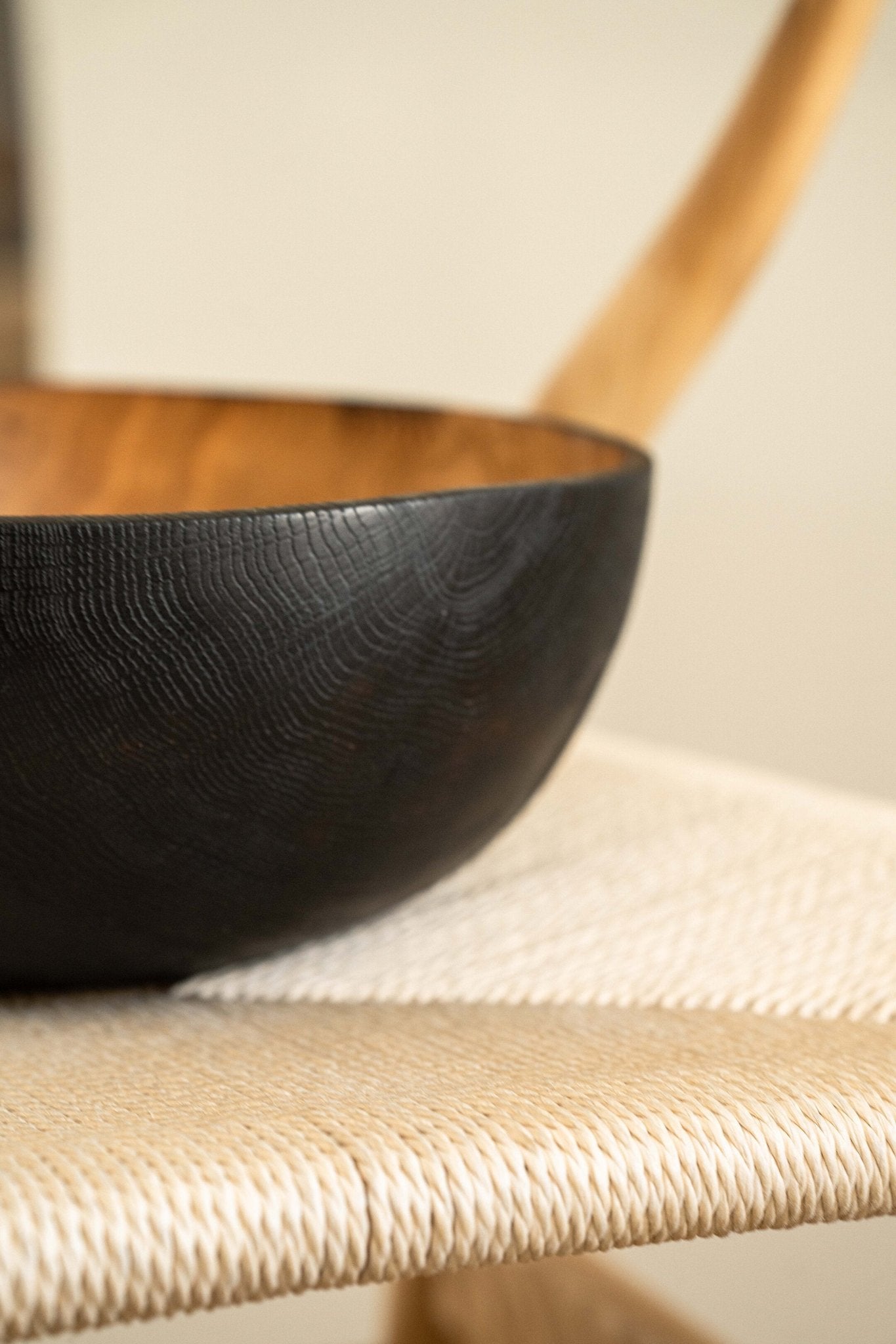 Hand Carved Large Half Charred Wooden Bowl - Che Cose Belle
