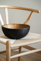 Hand Carved Large Half Charred Wooden Bowl - Che Cose Belle