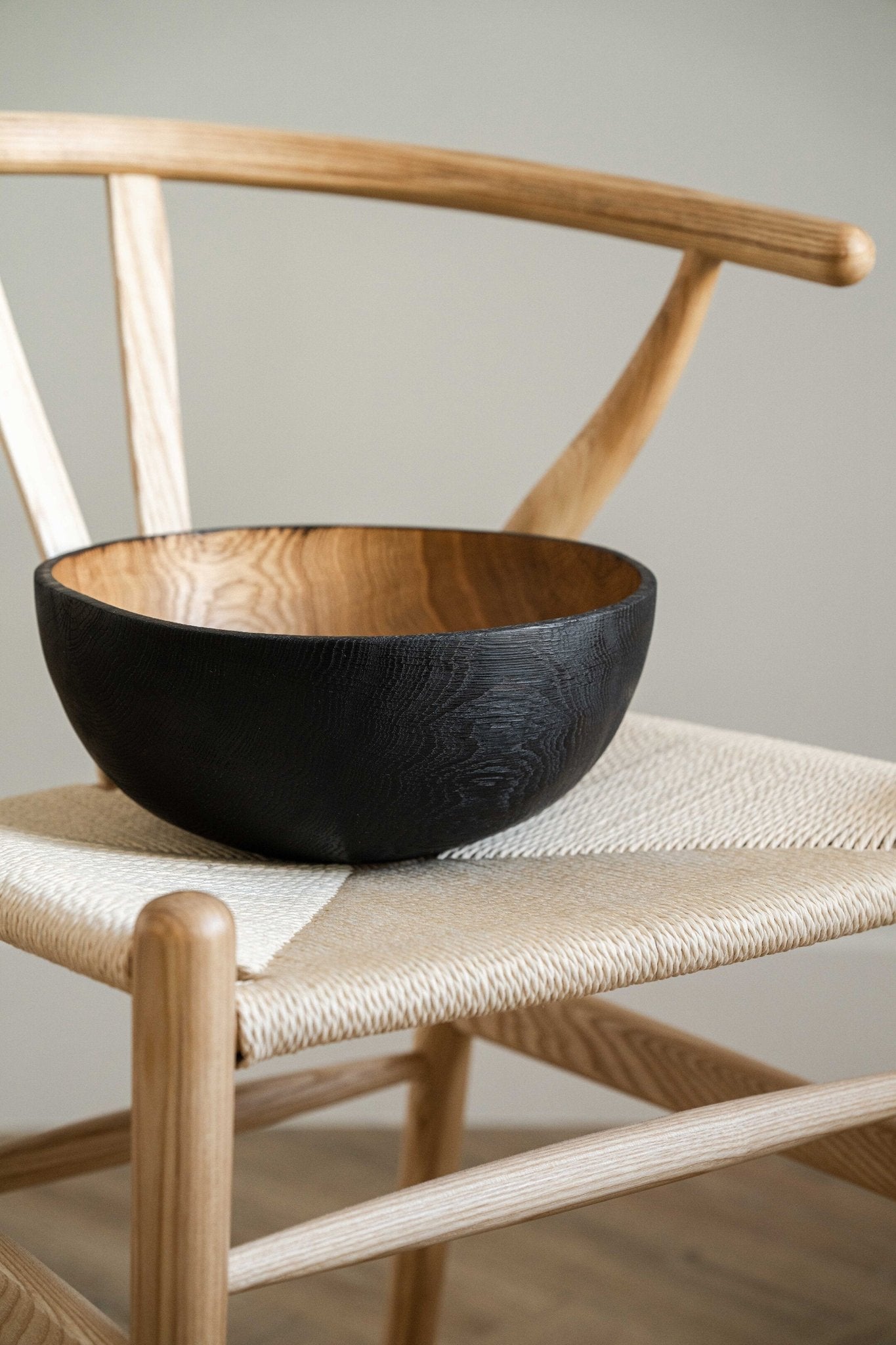 Hand Carved Large Half Charred Wooden Bowl - Che Cose Belle