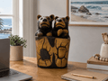 Hand Carved Suar Wood Bear Cub Sculpture | Balinese Wood Carving - Che Cose Belle