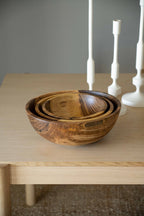 Hand Carved Walnut Wood Nesting Bowl Set - Che Cose Belle