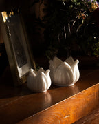 Hand - Carved White Makrana Marble Tulip Candleholders - Che Cose Belle