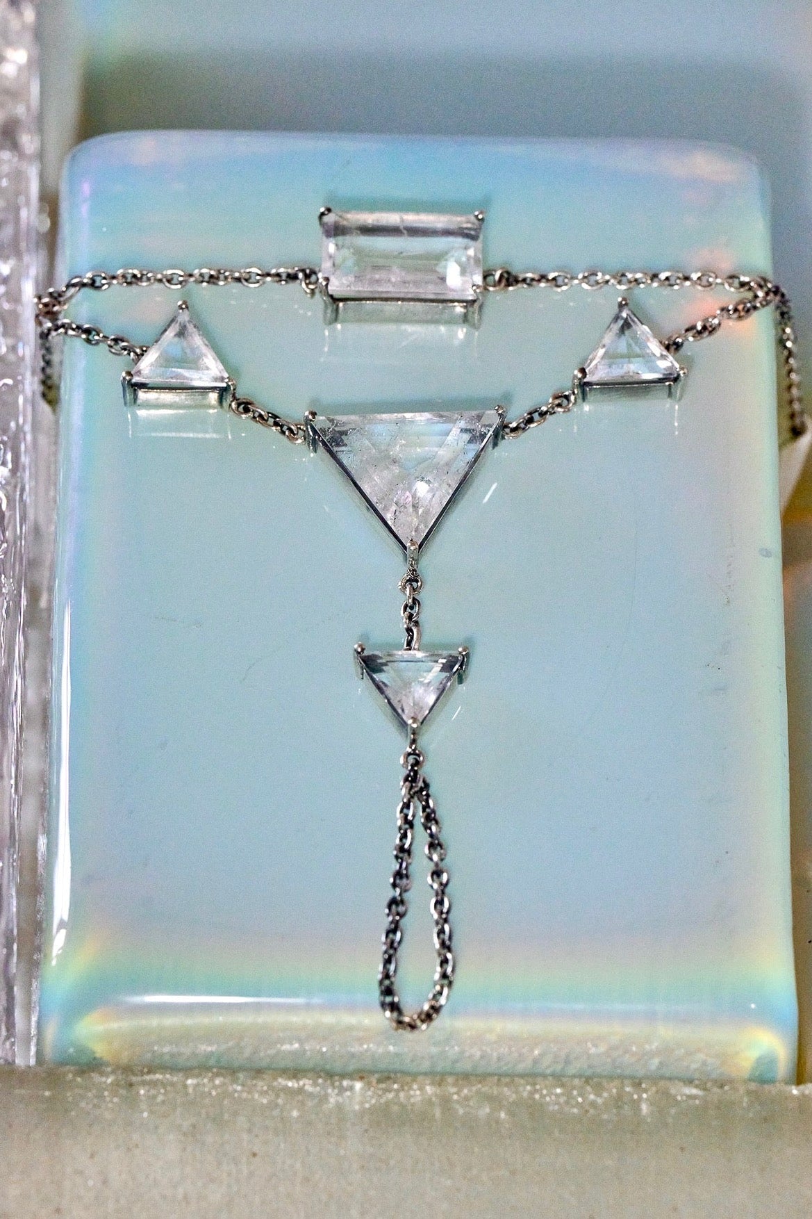 Hand Chain in Striated Crystal (Silver) - Che Cose Belle