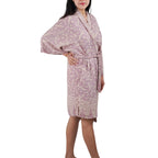 Hand Dyed Batik Robe Kimono, 100% Cotton Soft, Purple Lilac Lavender - Che Cose Belle
