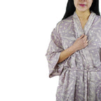 Hand Dyed Batik Robe Kimono, 100% Cotton Soft, Purple Lilac Lavender - Che Cose Belle