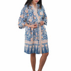 Hand Dyed Batik Robe/ Kimono, Cotton Soft, Sunset Sky, Blue, Orange - Che Cose Belle