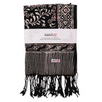 Hand Dyed Batik Scarf, 100% Cotton Fabric, Black Red Floral Star - Che Cose Belle