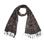 Hand Dyed Batik Scarf, 100% Cotton Fabric, Black Red Floral Star - Che Cose Belle