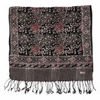 Hand Dyed Batik Scarf, 100% Cotton Fabric, Black Red Floral Star - Che Cose Belle